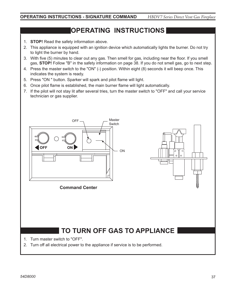 Operating instructions | Monessen Hearth HBDV400N/PSC7 User Manual | Page 37 / 64
