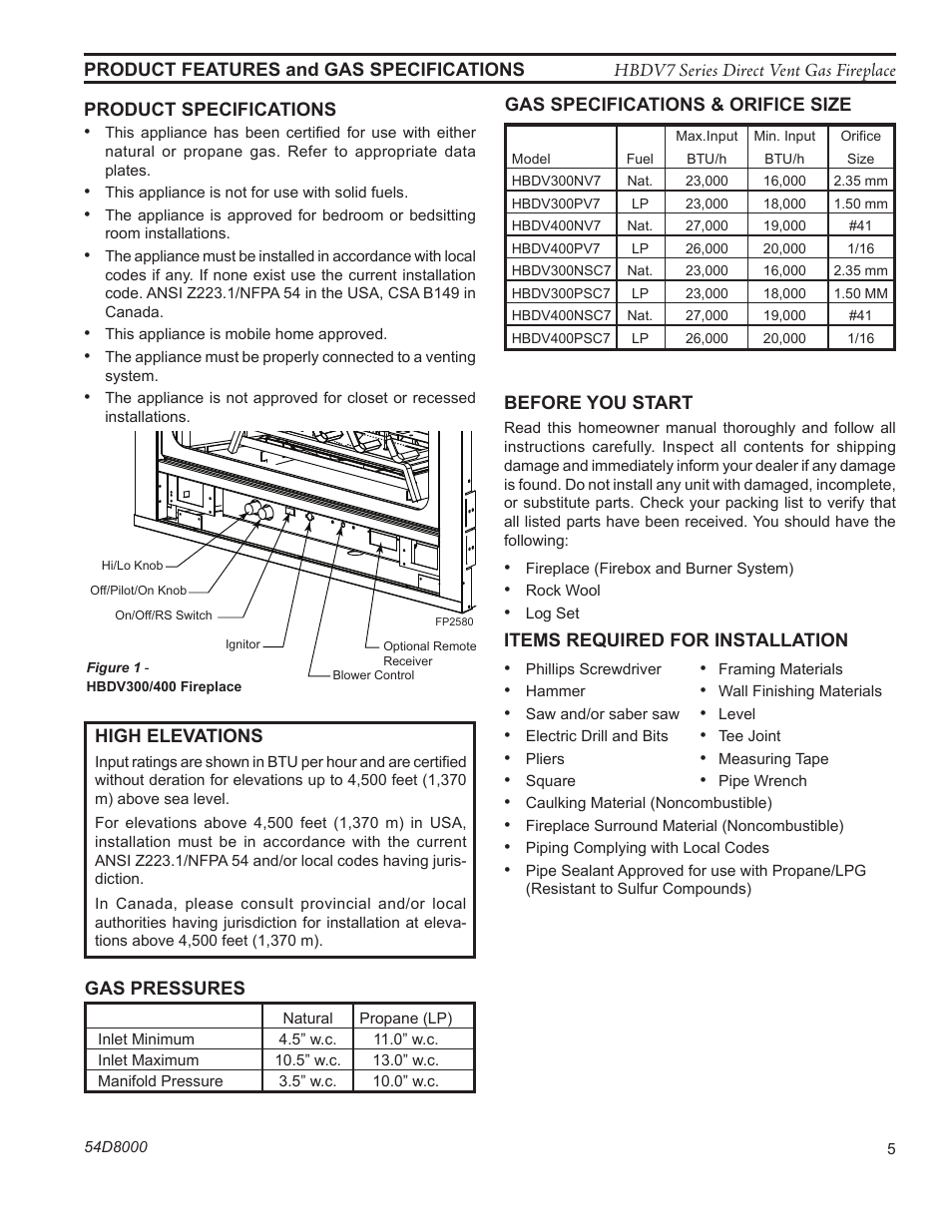 Monessen Hearth HBDV400N/PSC7 User Manual | Page 5 / 64