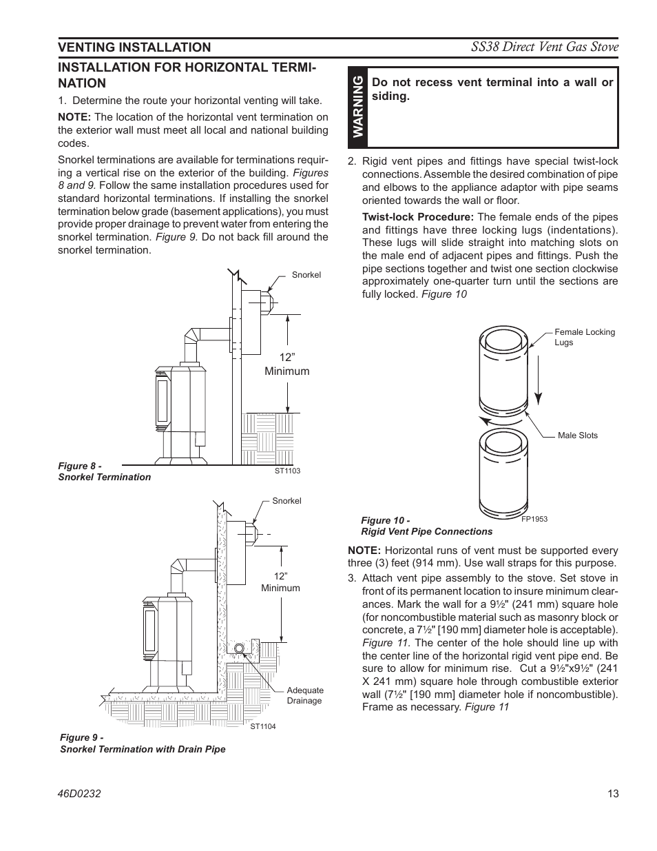 Ss38 direct vent gas stove | Monessen Hearth SS38 User Manual | Page 13 / 40