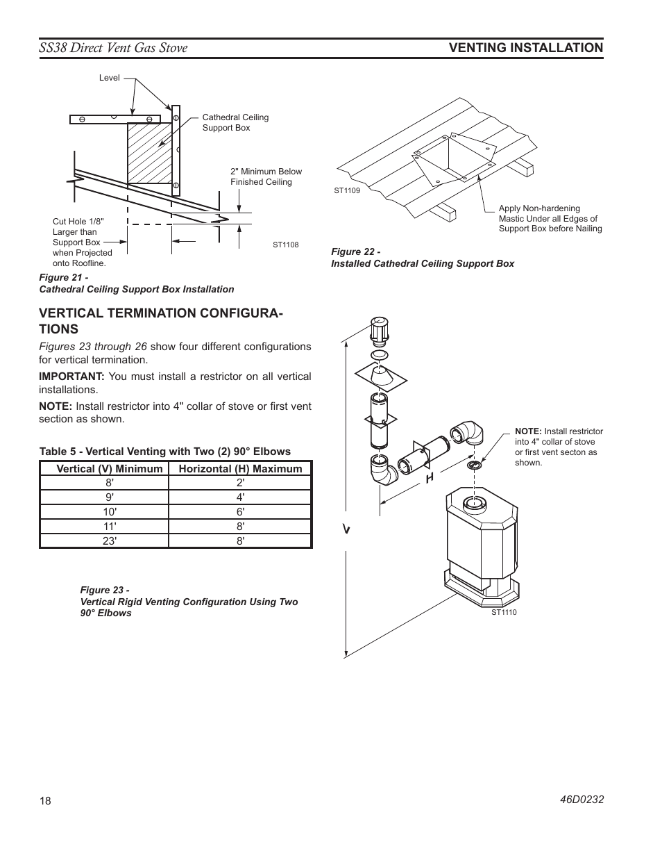 St1108 cat clg support box, Ss38 direct vent gas stove | Monessen Hearth SS38 User Manual | Page 18 / 40
