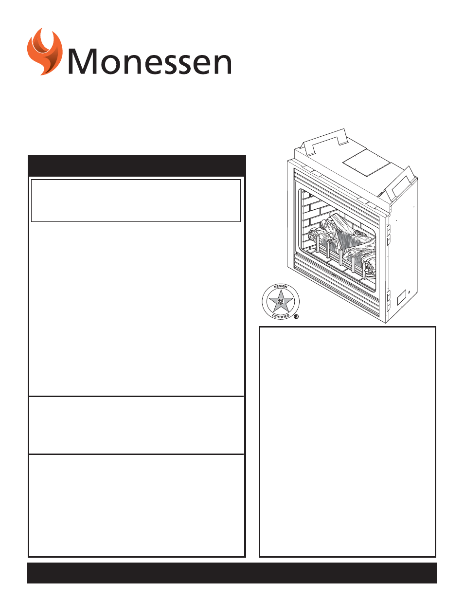 Monessen Hearth Direct Vent Gas Fireplace BDV500 User Manual | 52 pages