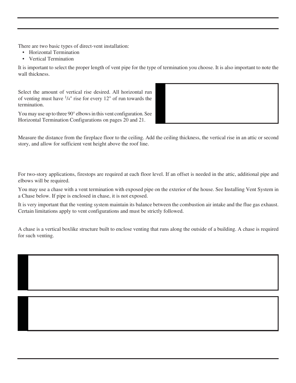 Vent installation, Warning, Notice | Monessen Hearth Direct Vent Gas Fireplace BDV500 User Manual | Page 15 / 52