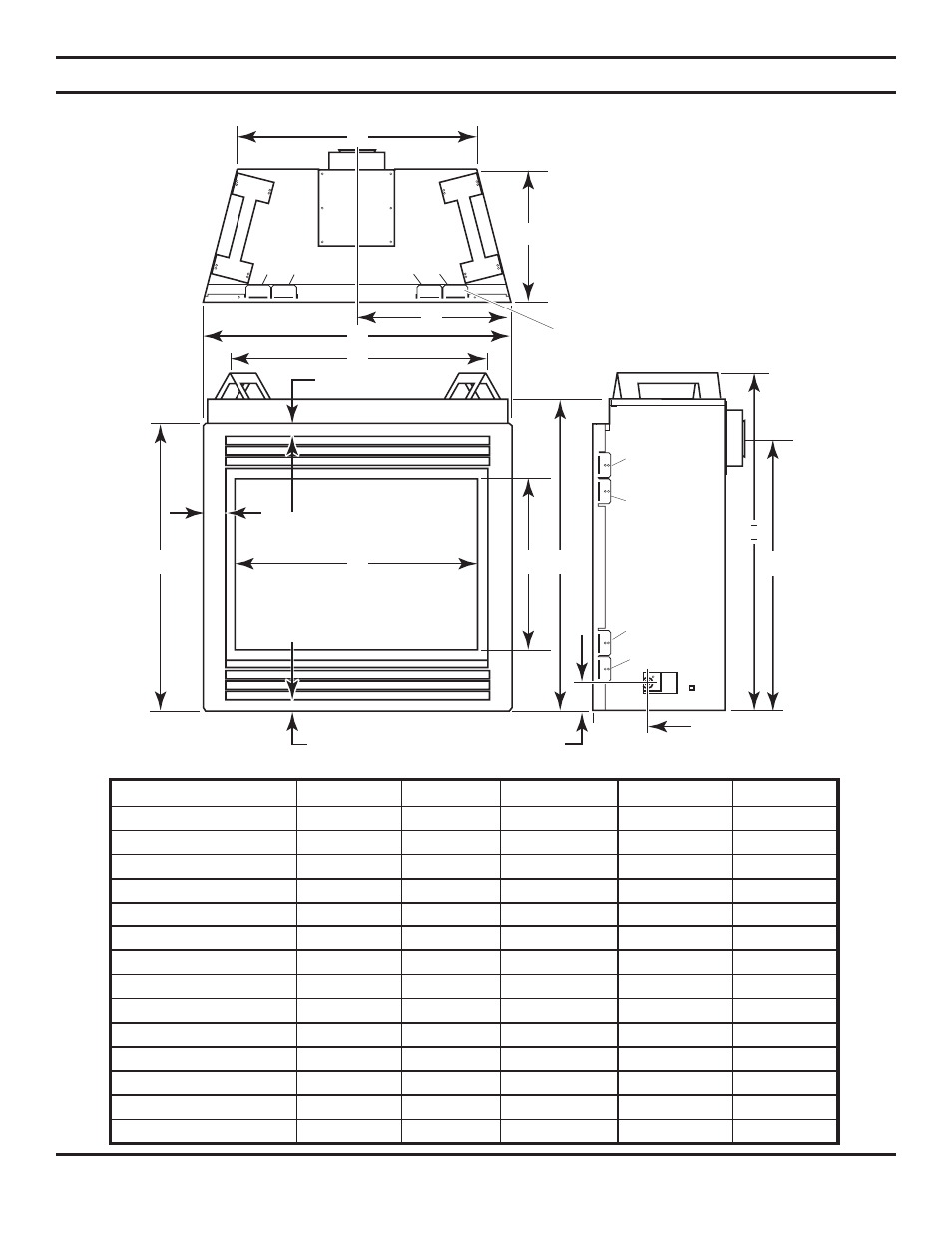 Pre-installation information, Fireplace dimensions, Figure 3 - fireplace dimensions | Monessen Hearth Direct Vent Gas Fireplace BDV500 User Manual | Page 8 / 52
