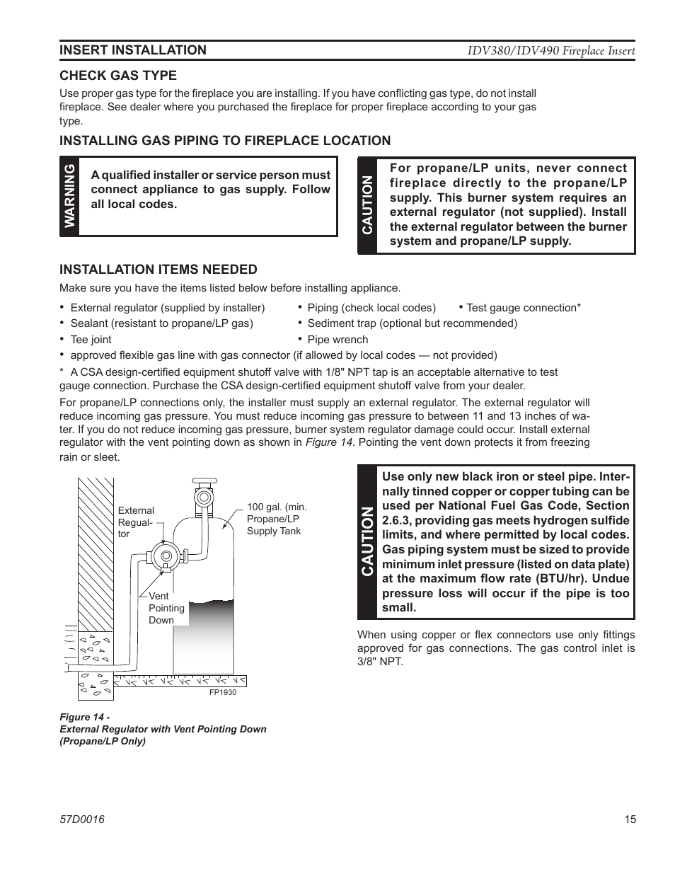 Ca uti on | Monessen Hearth IDV SERIES IDV380NVC User Manual | Page 15 / 40