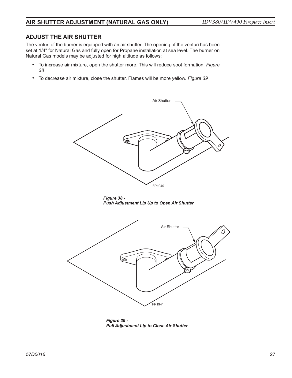 Fp1940 air shutter part open | Monessen Hearth IDV SERIES IDV380NVC User Manual | Page 27 / 40