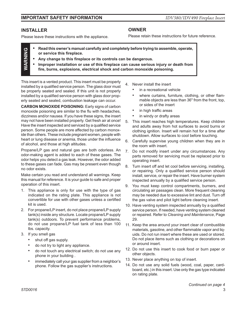 Monessen Hearth IDV SERIES IDV380NVC User Manual | Page 3 / 40