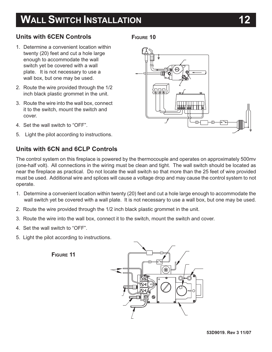 Witch, Nstallation, Units with 6cen controls | Units with 6cn and 6clp controls, 10 f, S8600h, Gnd), Burner), Device that has been wet - replace it, Igure | Monessen Hearth B-Vent Specialty Gas Fireplace System DESIGNER SERIES User Manual | Page 13 / 26