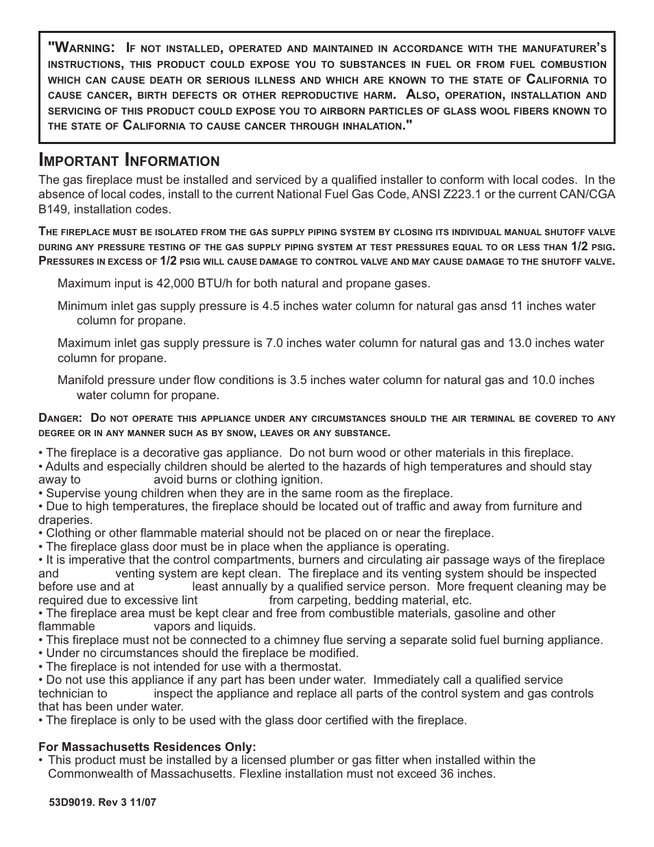 Monessen Hearth B-Vent Specialty Gas Fireplace System DESIGNER SERIES User Manual | Page 2 / 26