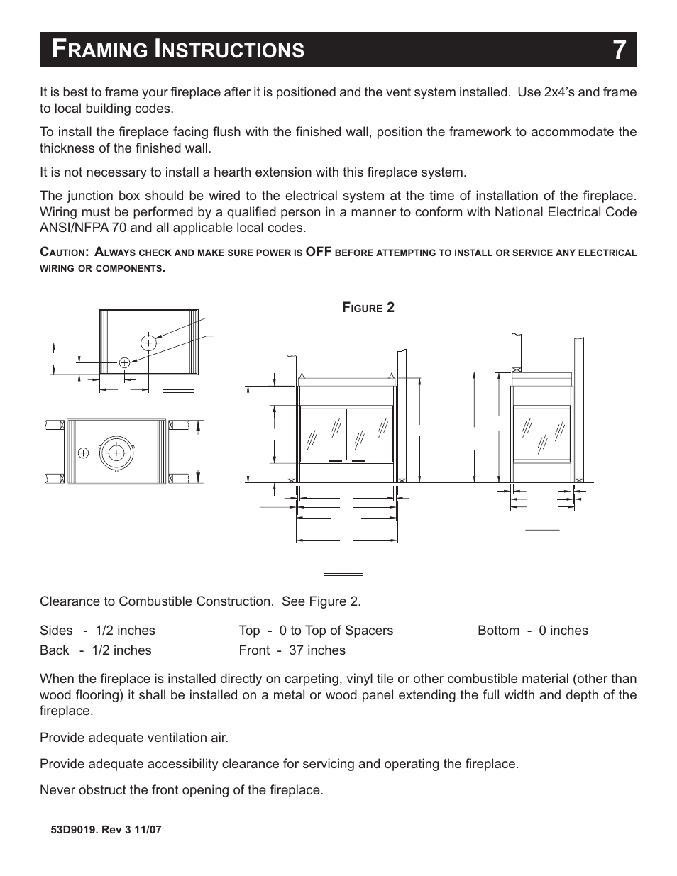 Raming, Nstructions | Monessen Hearth B-Vent Specialty Gas Fireplace System DESIGNER SERIES User Manual | Page 8 / 26