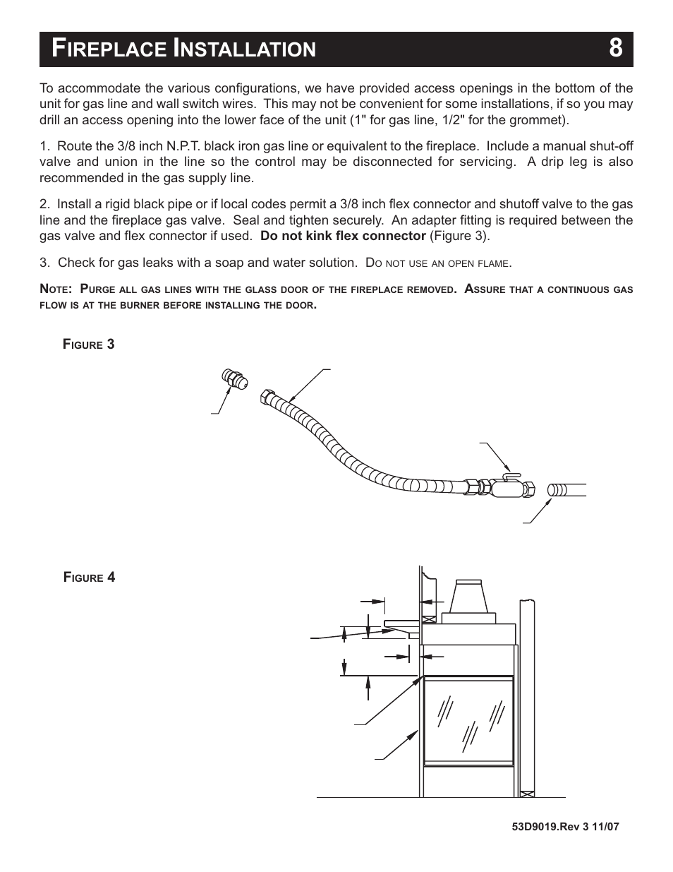 Ireplace, Nstallation | Monessen Hearth B-Vent Specialty Gas Fireplace System DESIGNER SERIES User Manual | Page 9 / 26