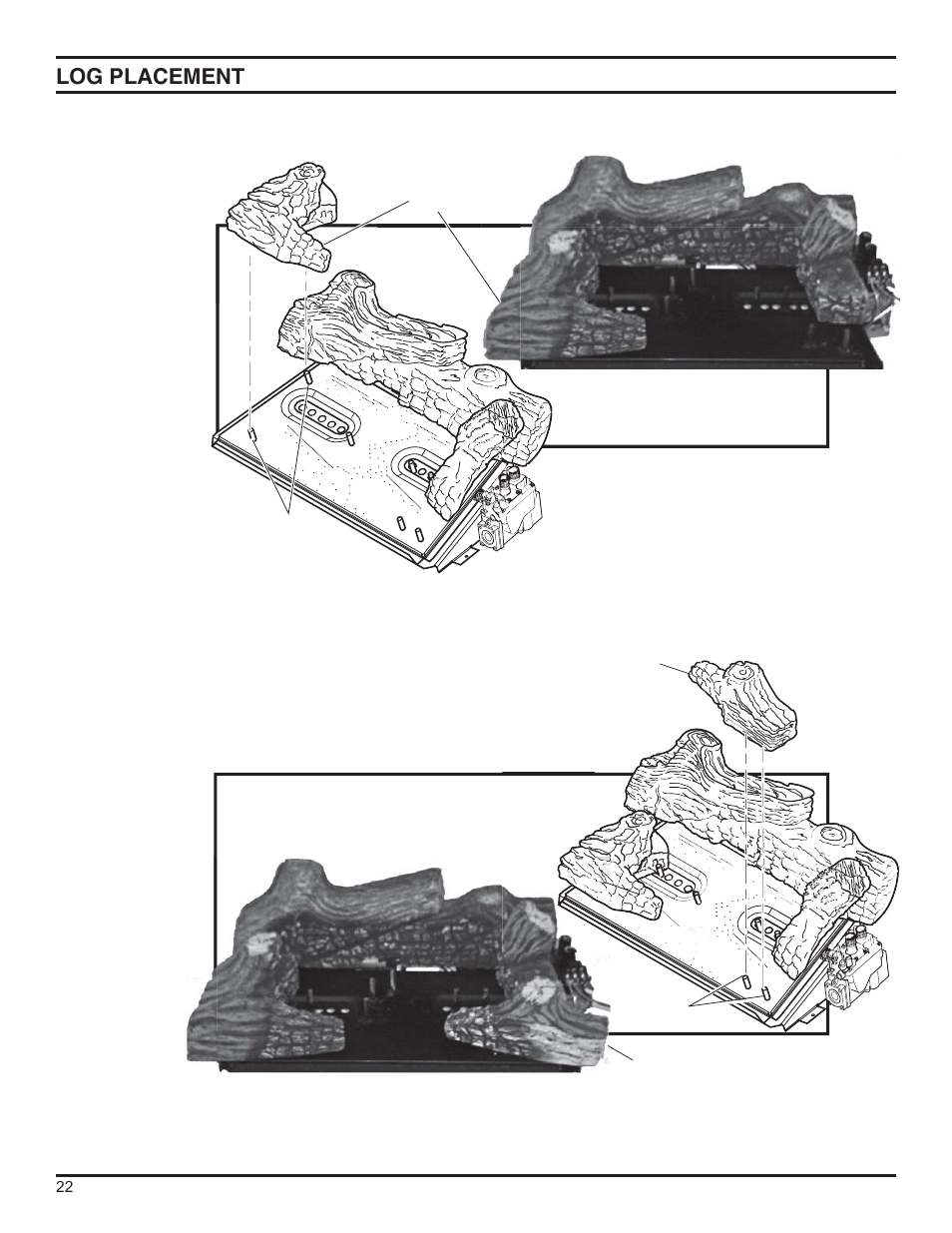 Log placement | Monessen Hearth DFS36NVC User Manual | Page 22 / 44