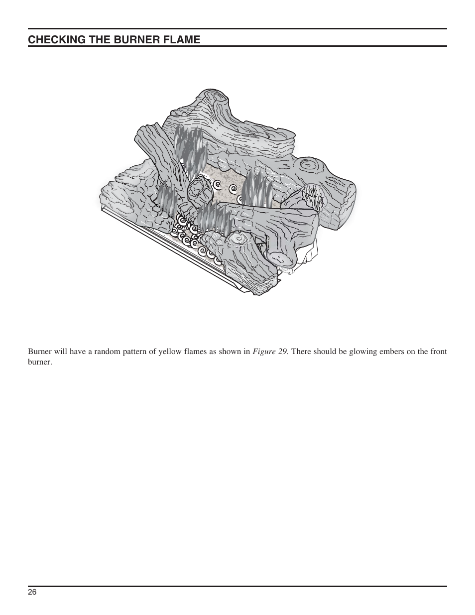 Checking the burner flame | Monessen Hearth DFS36NVC User Manual | Page 26 / 44