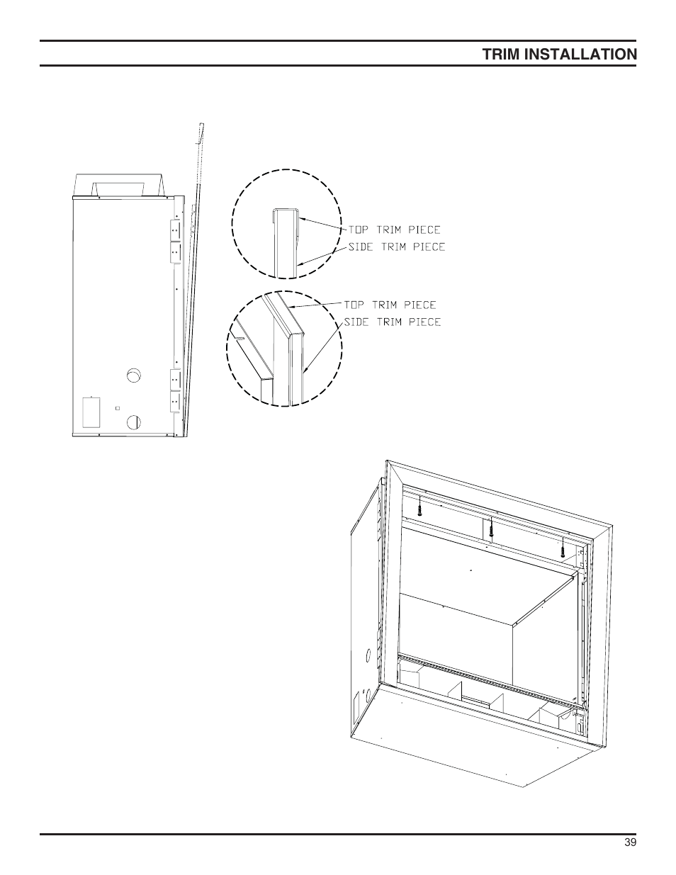 Trim installation | Monessen Hearth DFS36NVC User Manual | Page 39 / 44