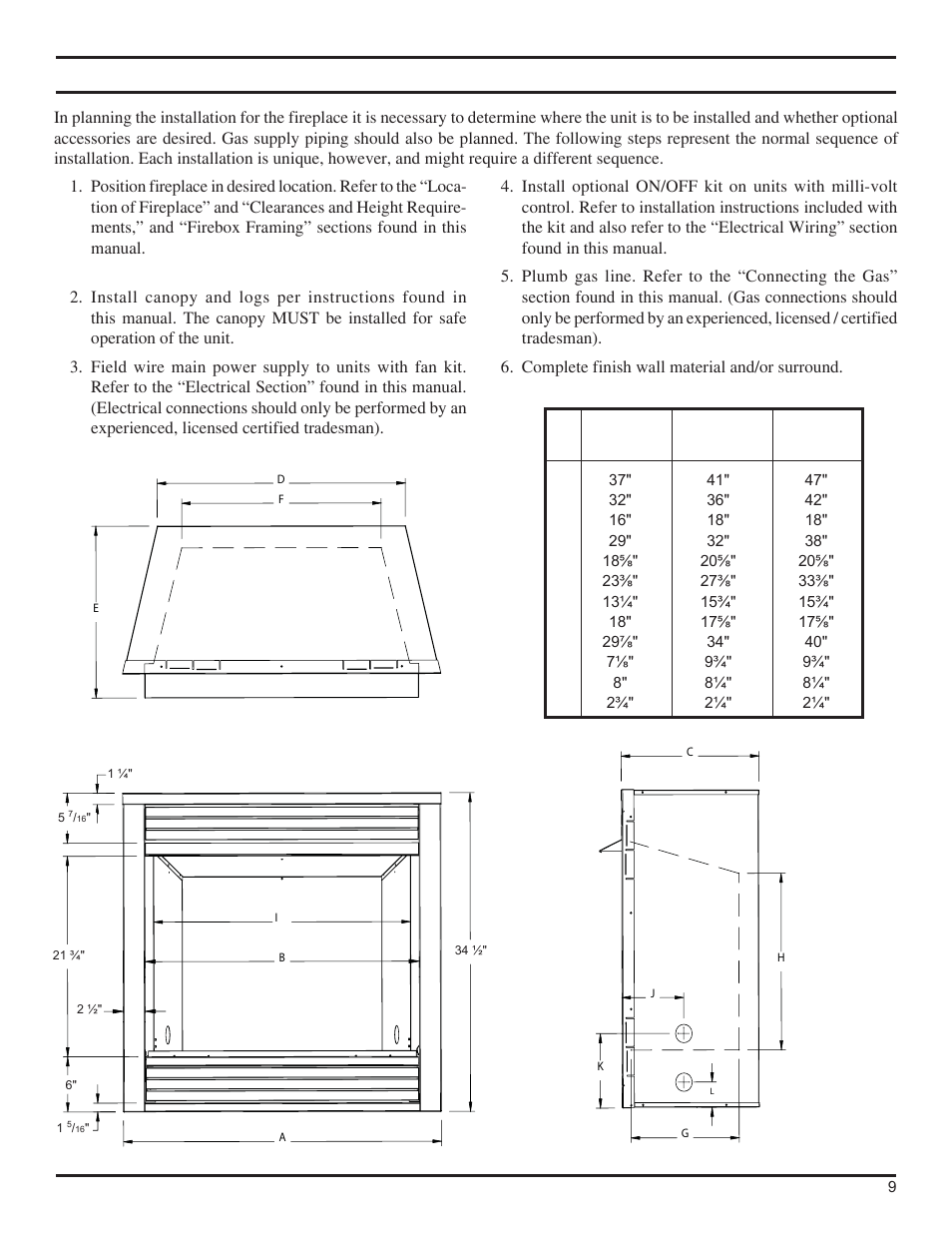 General installation information | Monessen Hearth DFS36NVC User Manual | Page 9 / 44