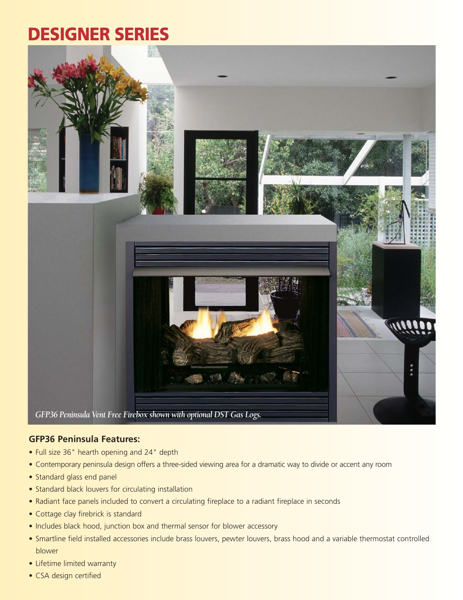Designer series | Monessen Hearth GSTF36 User Manual | Page 2 / 4