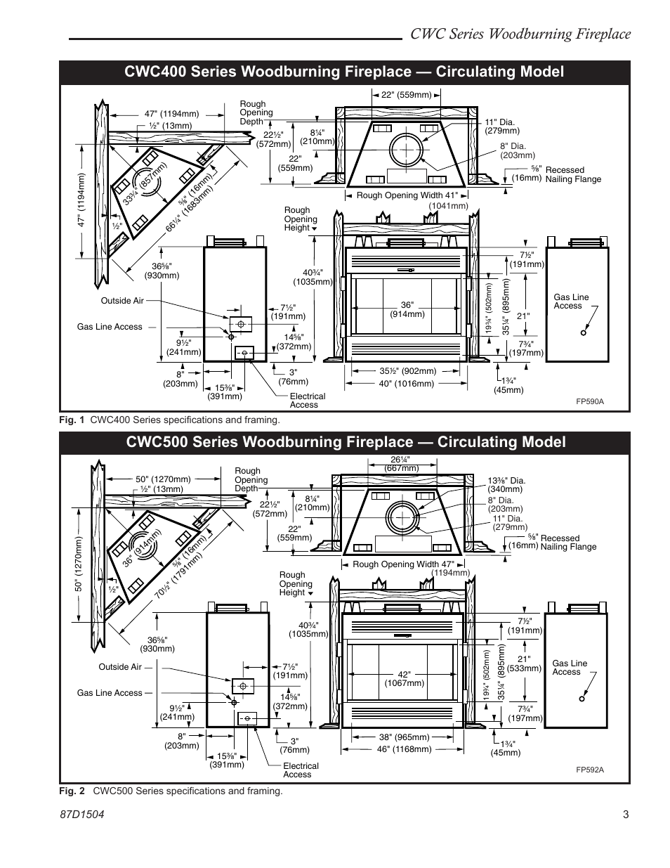 Cwc series woodburning fireplace | Monessen Hearth CWC500 User Manual | Page 3 / 24