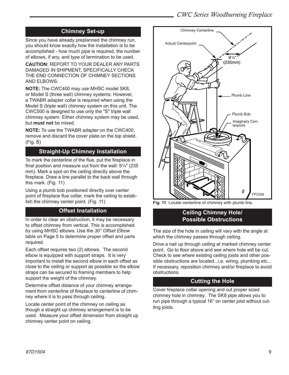 Cwc series woodburning fireplace | Monessen Hearth CWC500 User Manual | Page 9 / 24