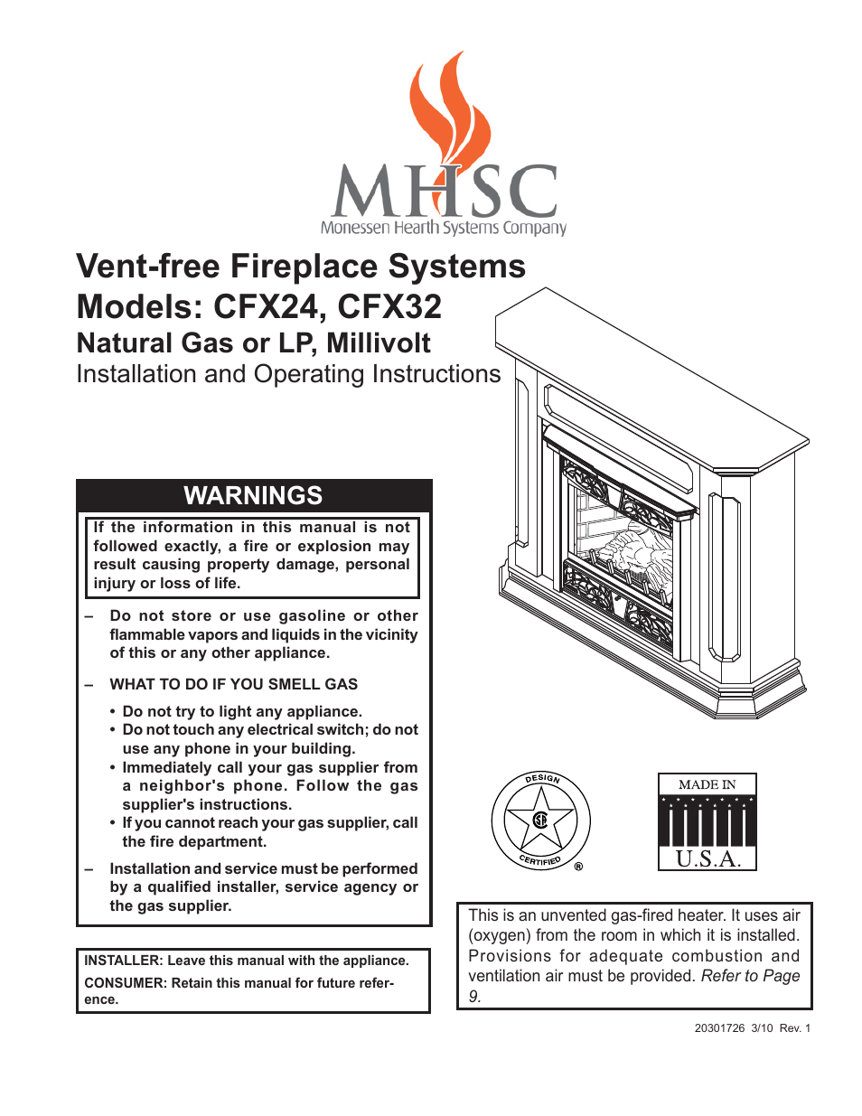 Monessen Hearth CFX24 User Manual | 36 pages