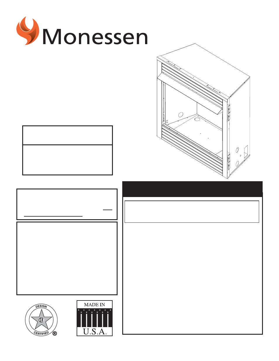 Monessen Hearth GCUF Series User Manual | 20 pages
