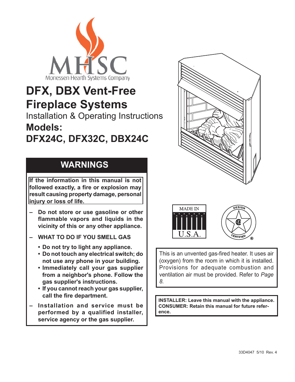 Monessen Hearth DFX32C User Manual | 36 pages