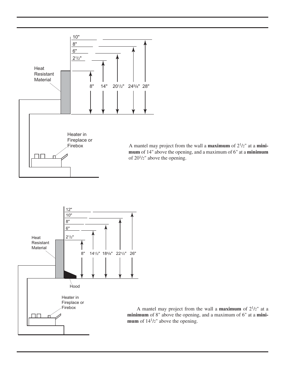 Clearances, Height requirements | Monessen Hearth NB24 User Manual | Page 14 / 40