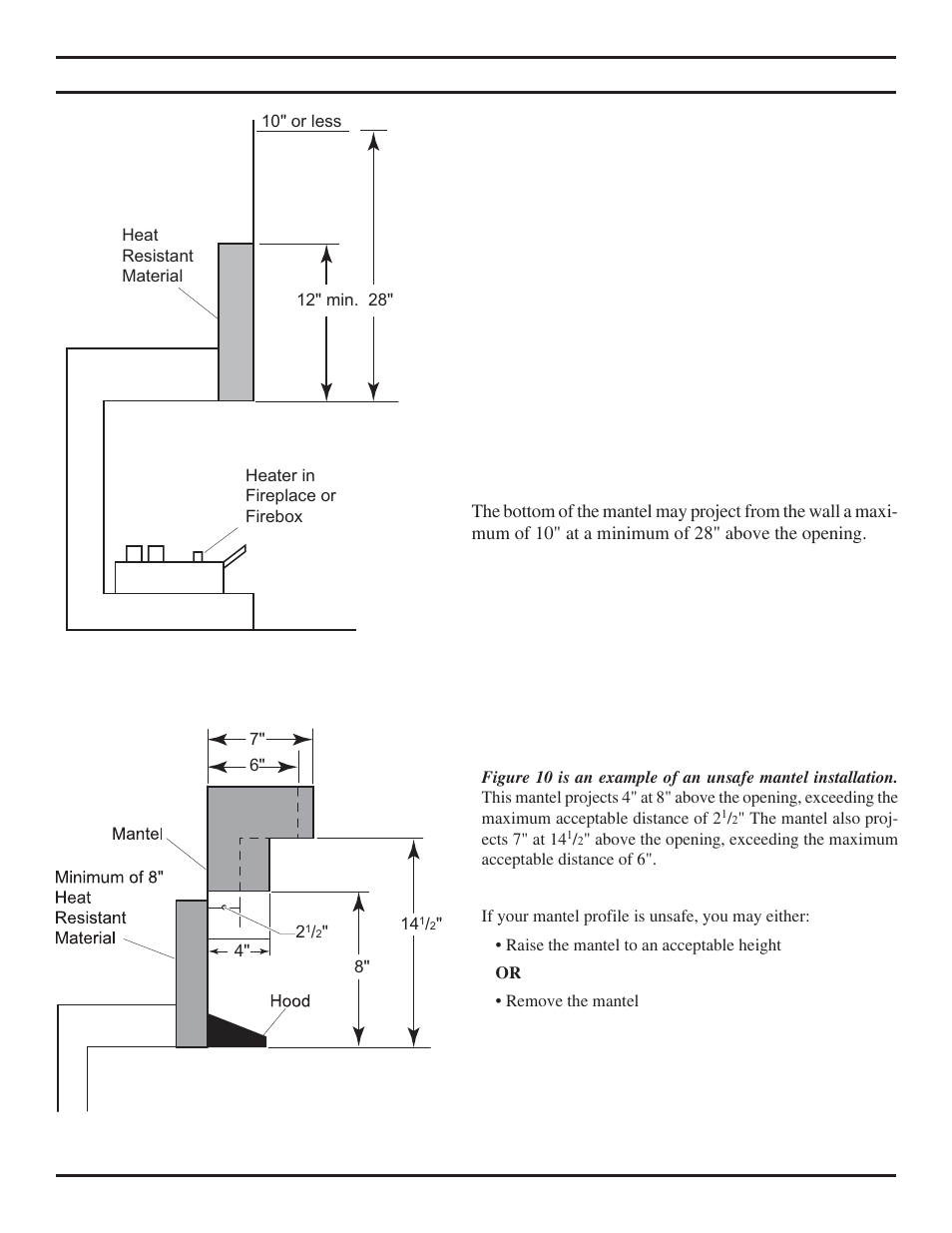 Clearances, Height requirements | Monessen Hearth NB24 User Manual | Page 15 / 40