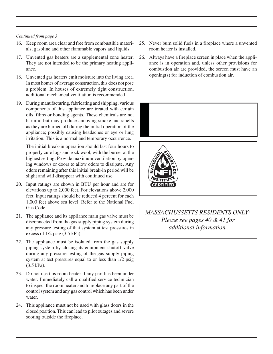 Important safety information | Monessen Hearth NB24 User Manual | Page 4 / 40