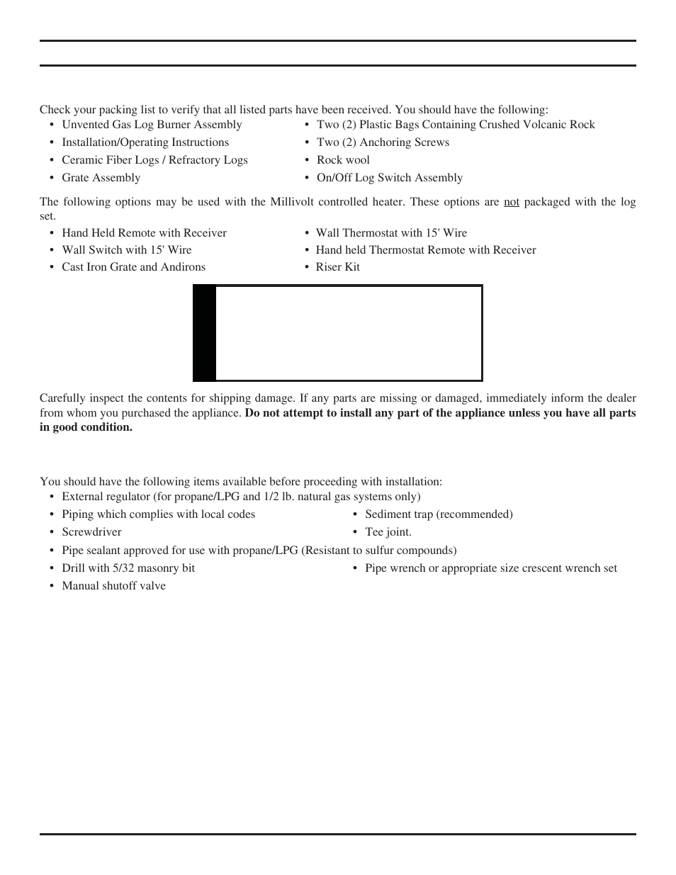 Caution, Getting started | Monessen Hearth NB24 User Manual | Page 5 / 40