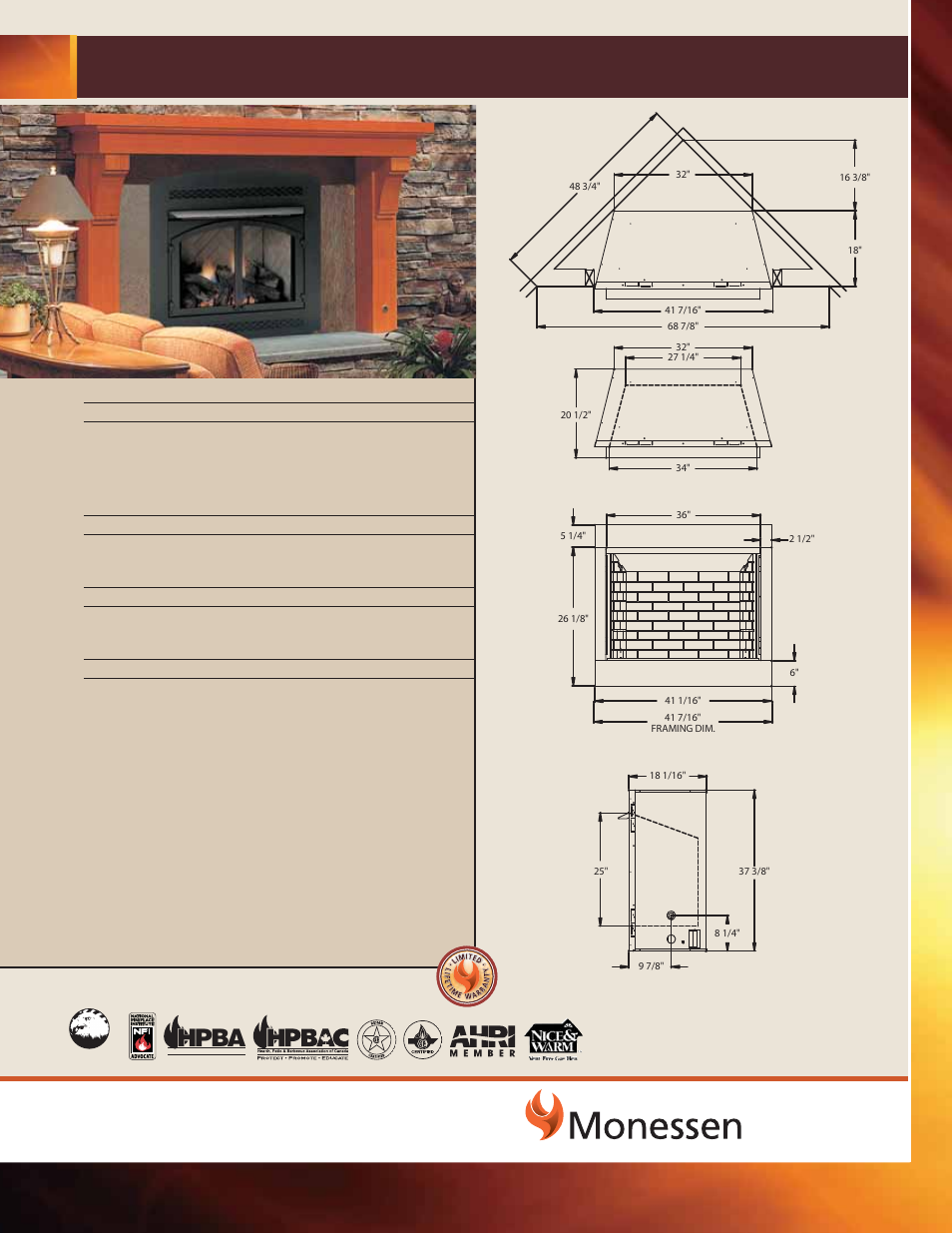 Monessen Hearth MCUF36D-F User Manual | 1 page