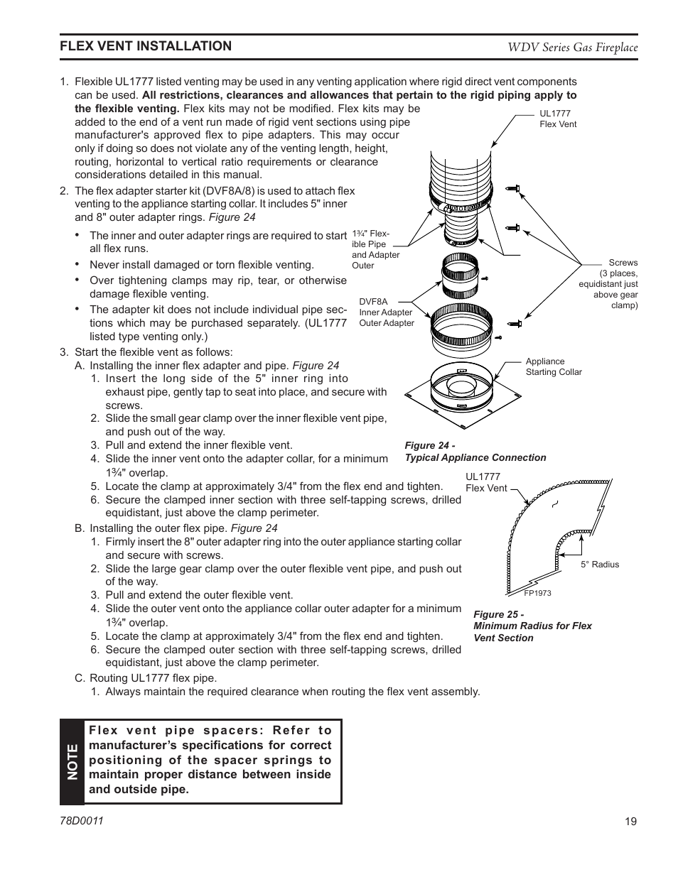 Fp1972 appliance connection, Fp1973 flex pipe bend | Monessen Hearth WIDEVIEW WDV500 User Manual | Page 19 / 48