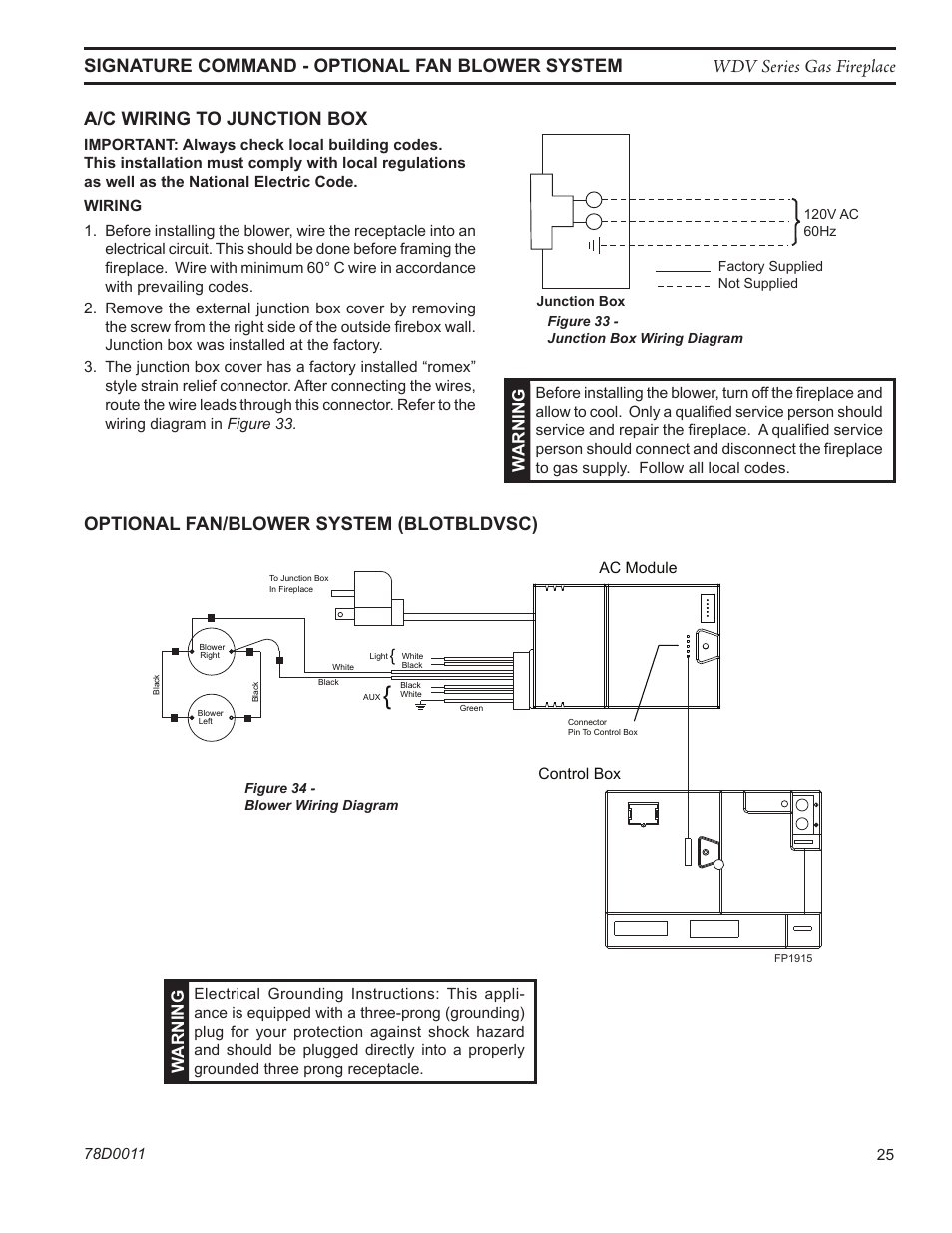 Optional fan/blower system (blotbldvsc) | Monessen Hearth WIDEVIEW WDV500 User Manual | Page 25 / 48