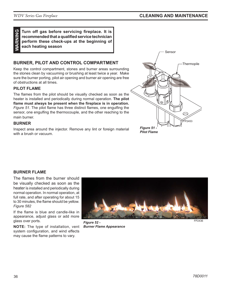 Fp2453 hooded pilot flames | Monessen Hearth WIDEVIEW WDV500 User Manual | Page 36 / 48
