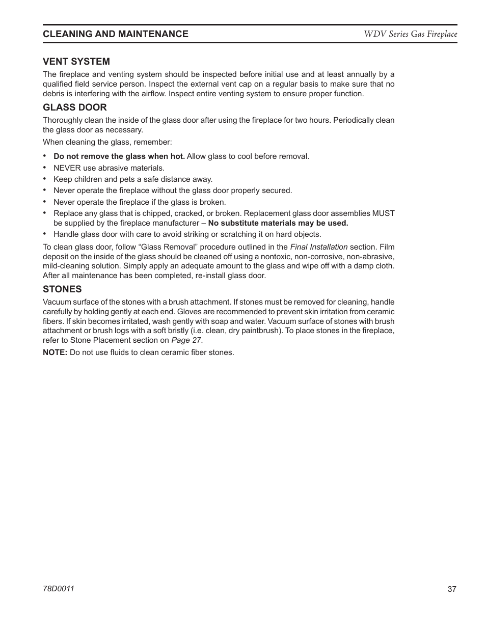 Monessen Hearth WIDEVIEW WDV500 User Manual | Page 37 / 48