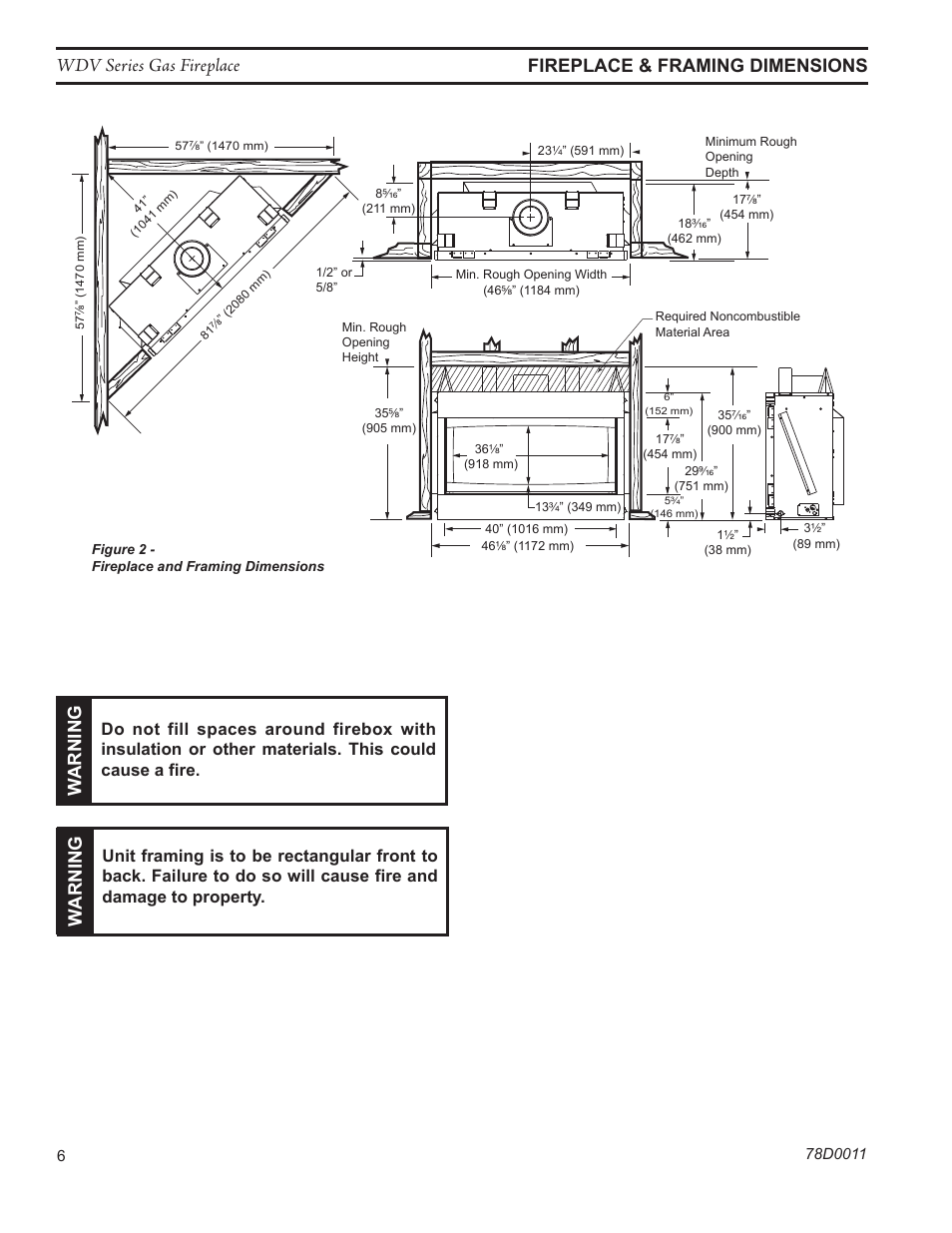 Warn in g | Monessen Hearth WIDEVIEW WDV500 User Manual | Page 6 / 48