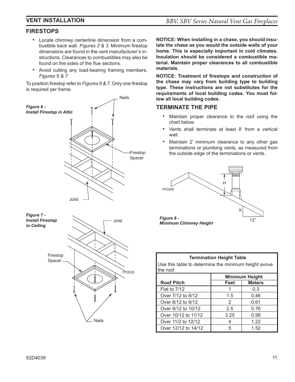 Bbv, sbv series natural vent gas fireplaces | Monessen Hearth B-VENT SBV500 User Manual | Page 11 / 40