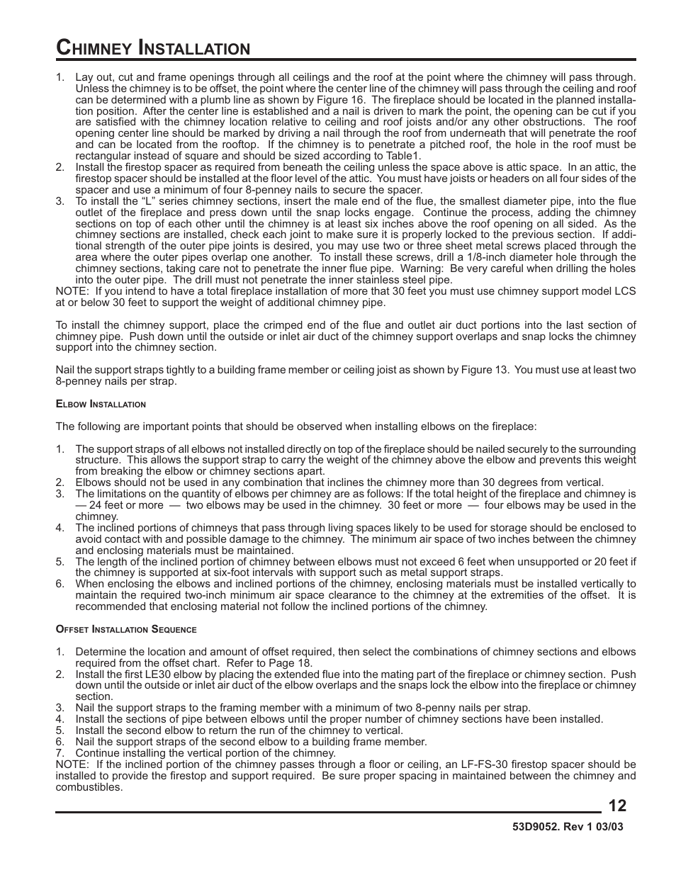 Himney, Nstallation | Monessen Hearth 624WBPF User Manual | Page 13 / 32