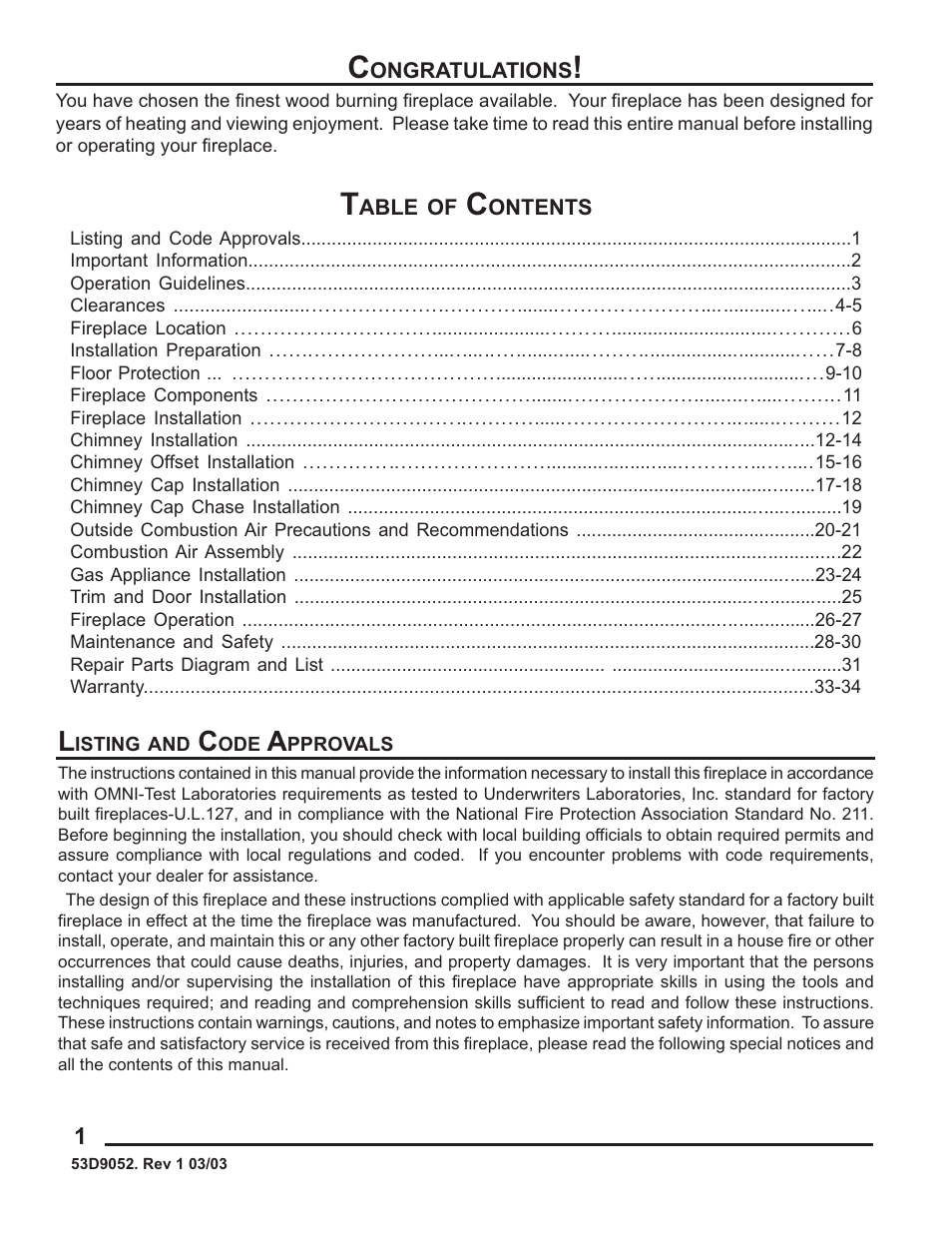Monessen Hearth 624WBPF User Manual | Page 2 / 32