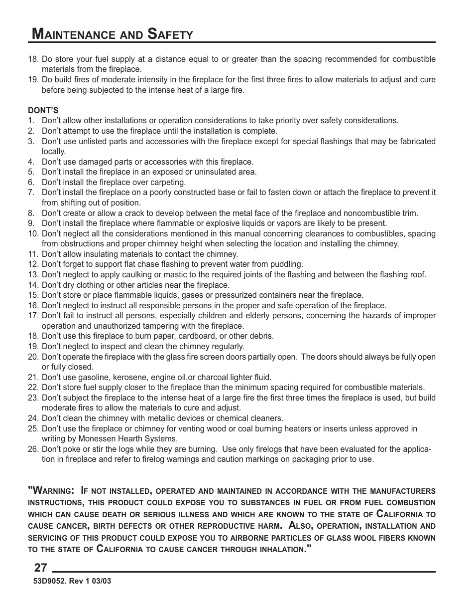 Monessen Hearth 624WBPF User Manual | Page 28 / 32