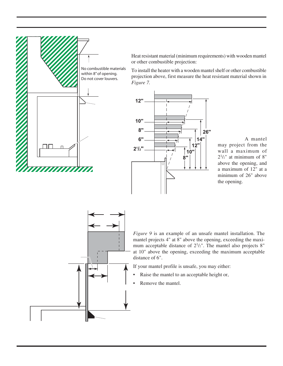 Clearances and height requirements | Monessen Hearth VENT-FREE DIS33G User Manual | Page 12 / 40