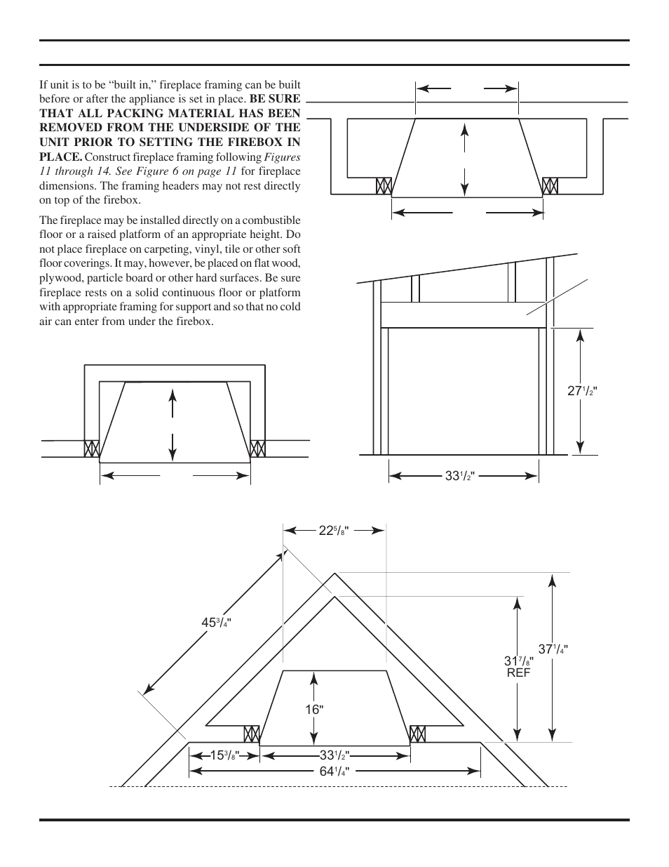 Fireplace framing | Monessen Hearth VENT-FREE DIS33G User Manual | Page 14 / 40