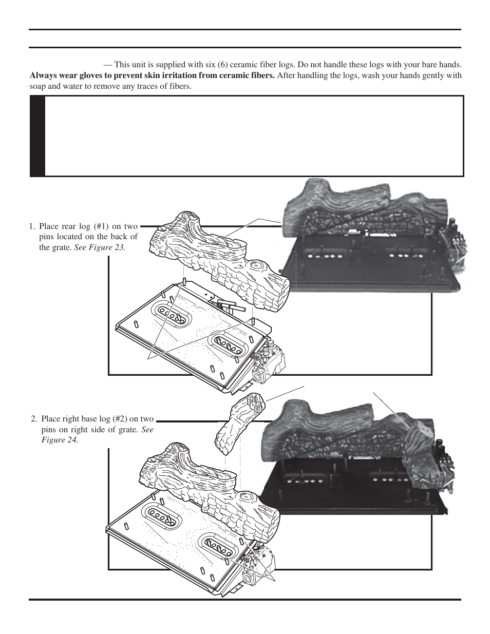 Log placement, Warning | Monessen Hearth VENT-FREE DIS33G User Manual | Page 22 / 40