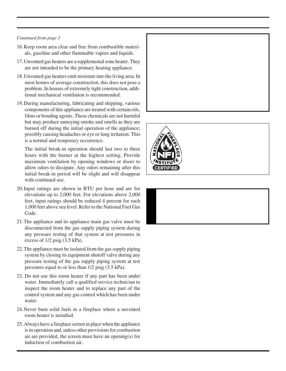 Important safety information, Warning | Monessen Hearth VENT-FREE DIS33G User Manual | Page 4 / 40