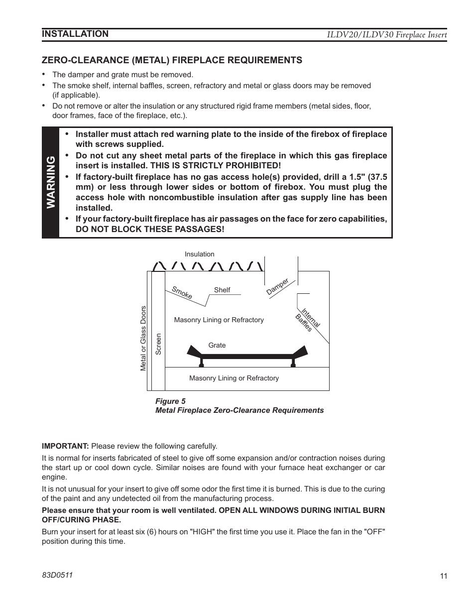 Warn ing | Monessen Hearth ILDV20PV User Manual | Page 11 / 40
