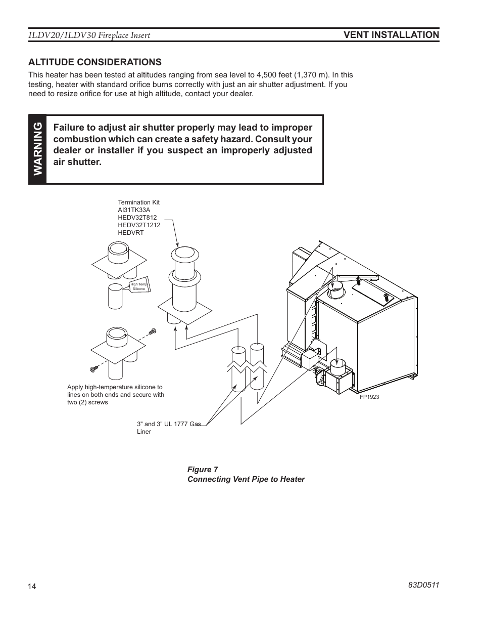 Warn ing | Monessen Hearth ILDV20PV User Manual | Page 14 / 40