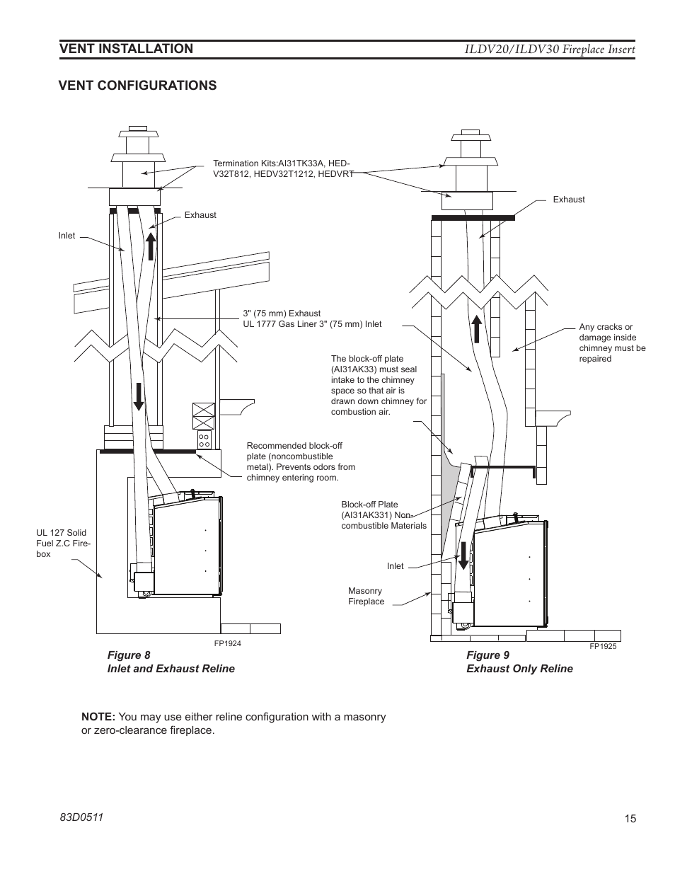Ildv20/ildv30 fireplace insert | Monessen Hearth ILDV20PV User Manual | Page 15 / 40