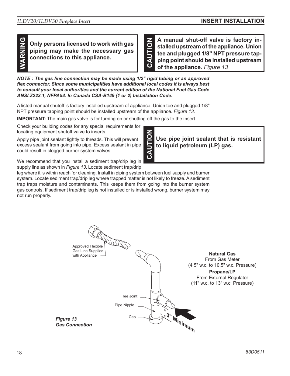 Warn ing, Ca uti on | Monessen Hearth ILDV20PV User Manual | Page 18 / 40