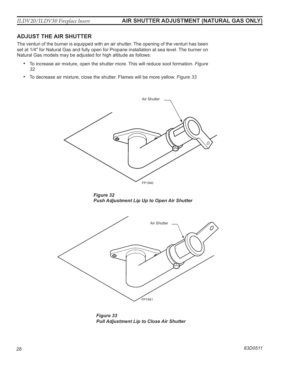 Fp1940 air shutter part open | Monessen Hearth ILDV20PV User Manual | Page 28 / 40