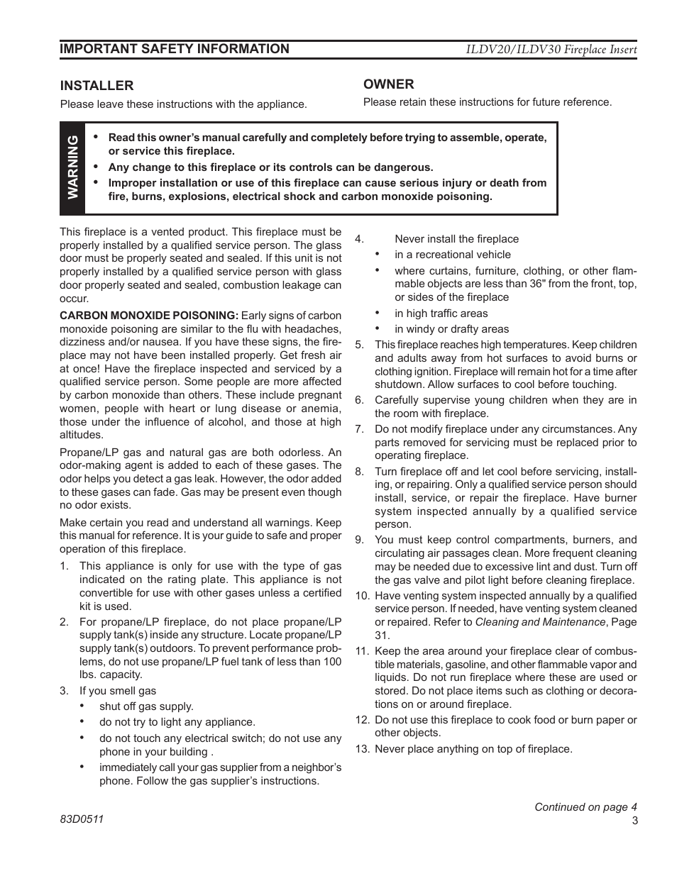 Monessen Hearth ILDV20PV User Manual | Page 3 / 40