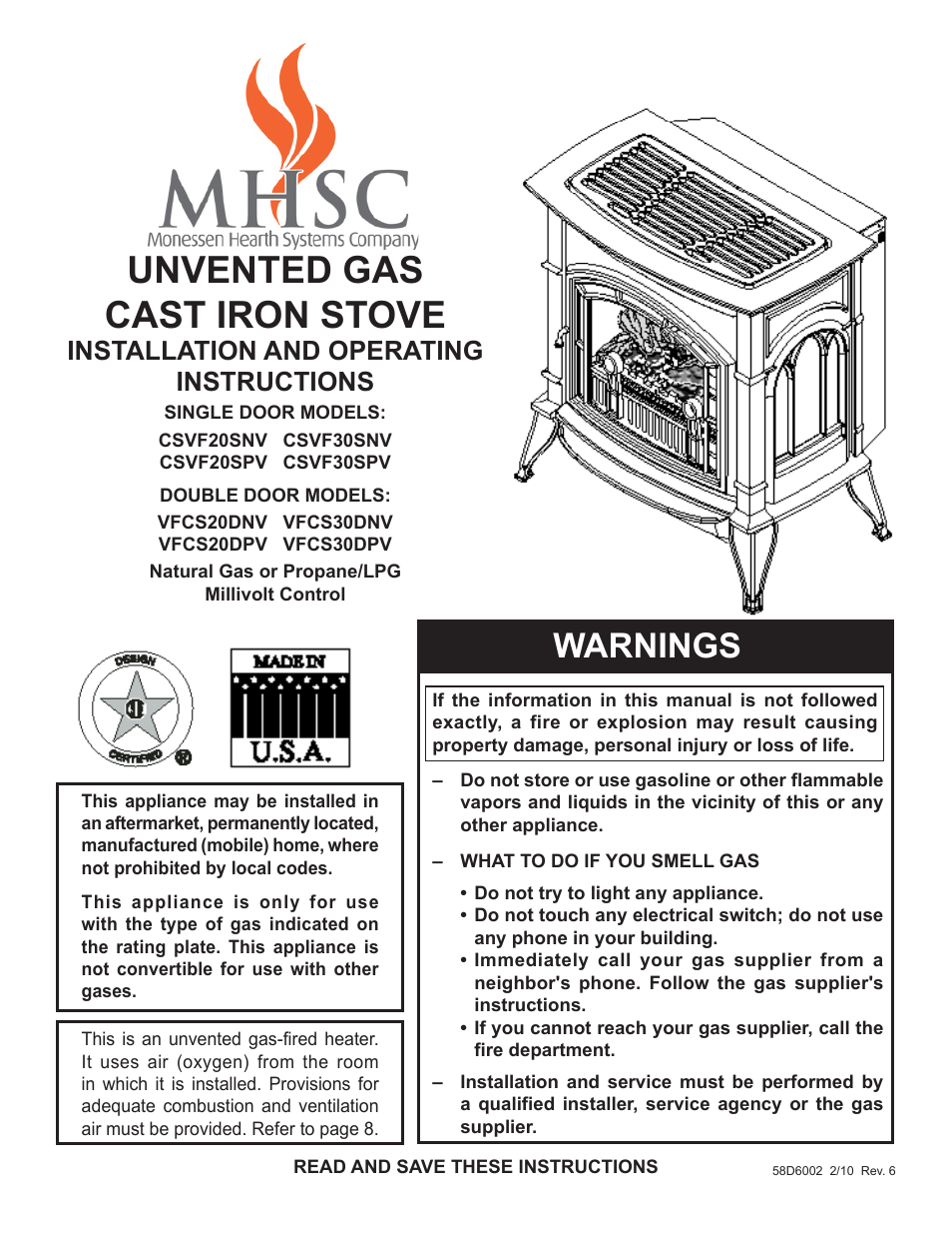 Monessen Hearth VFCS20DNV User Manual | 32 pages