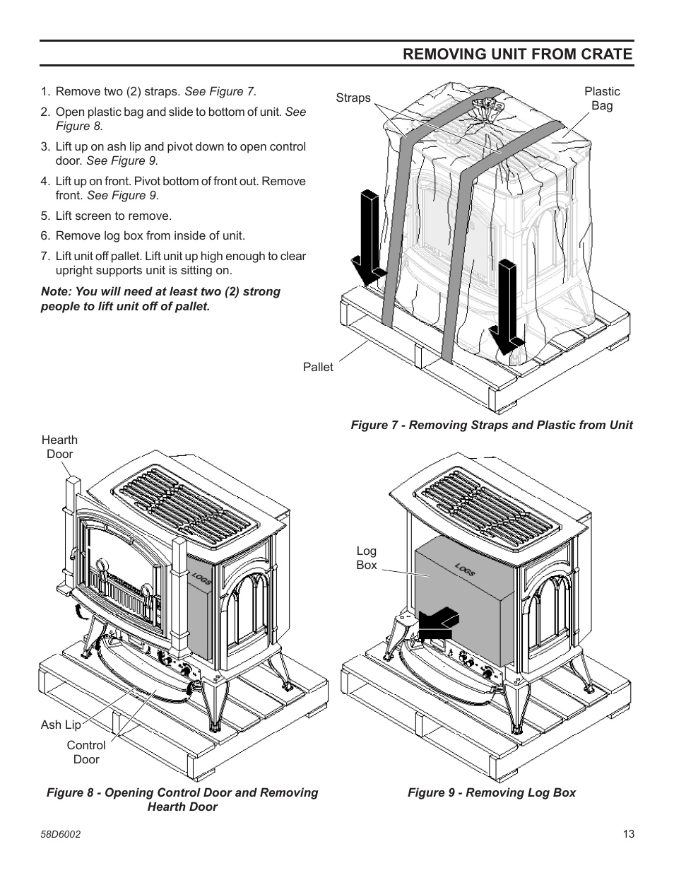 Removing unit from crate | Monessen Hearth VFCS20DNV User Manual | Page 13 / 32